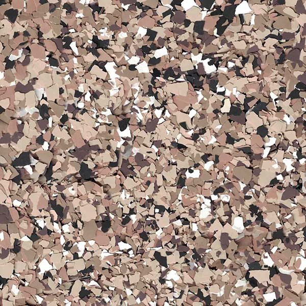 The image shows a pattern of scattered beige, brown, and black chips resembling a textured surface, possibly used for flooring or decorative purposes.